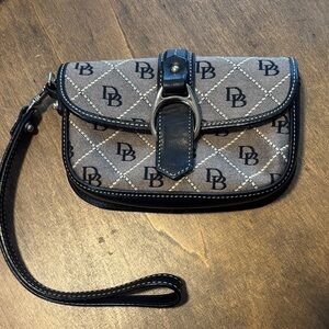 Dooney & Bourke Black and Gray Logo Wristlet